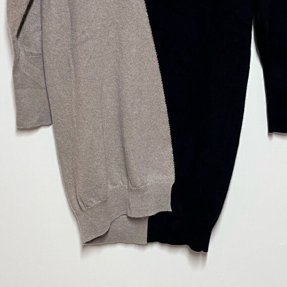 360 Cashmere Luxurious Tan Black Color Block Assymetrical Sweater Dress Sz L - Picture 4 of 6